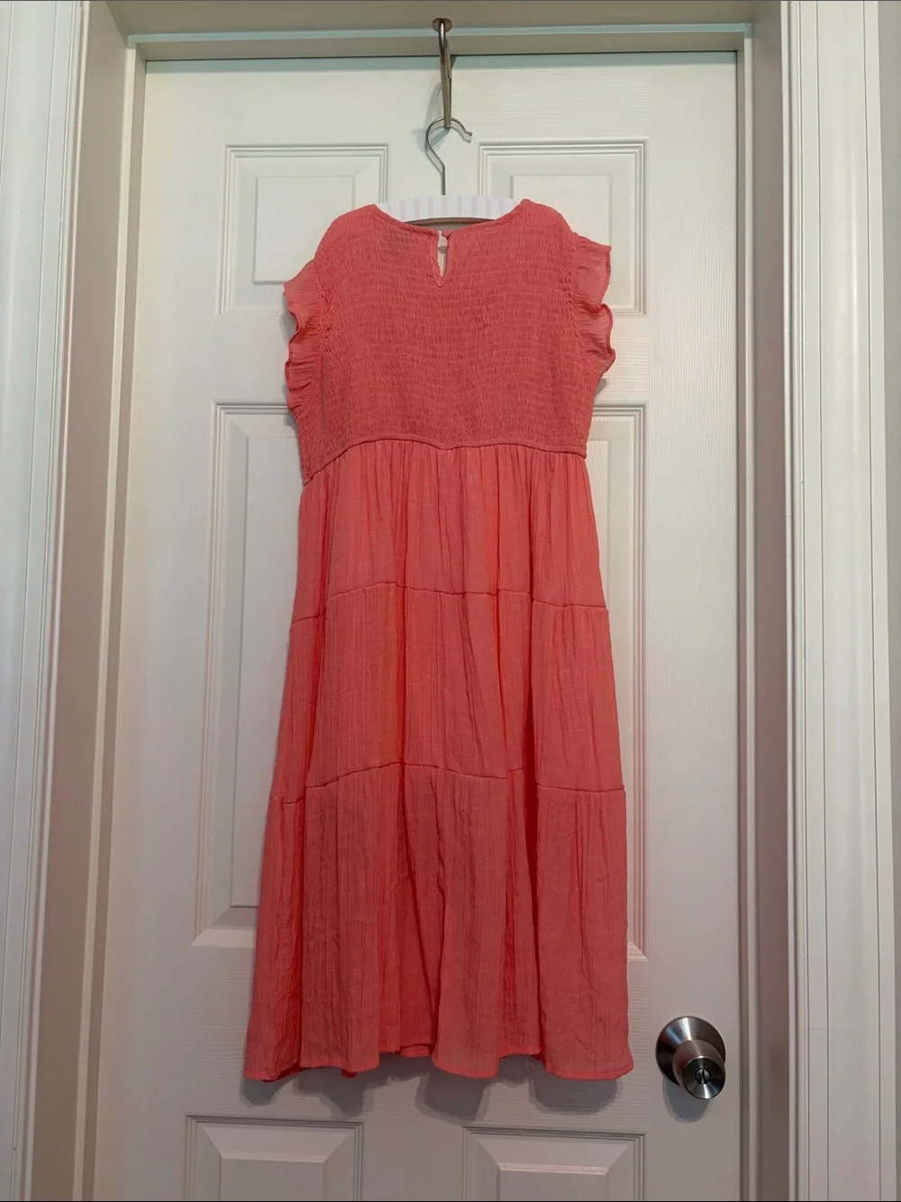 Shop the Mint Girls coral ruffle sleeve dress - Size XL